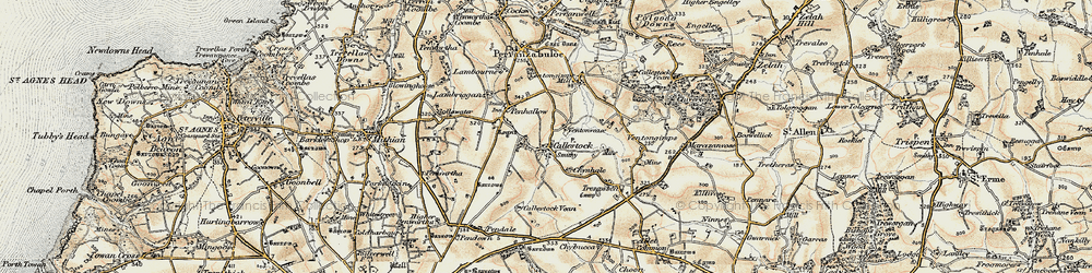 Old map of Callestick in 1900