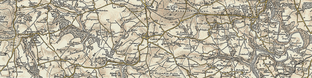 Old map of Callington in 1899-1900