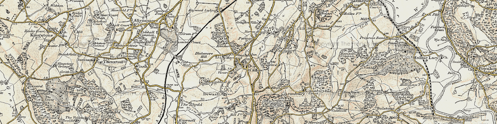 Old map of Aconbury in 1900-1901