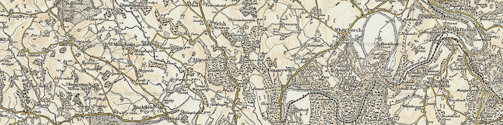 Old map of Callow Hill in 1899-1900