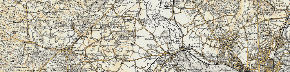 Old map of Calmore in 1897-1909