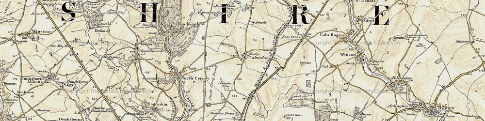 Old map of Ampney Downs in 1898-1899