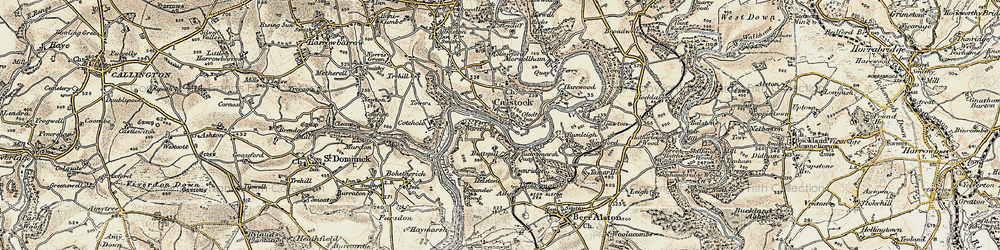 Old map of Calstock in 1899-1900