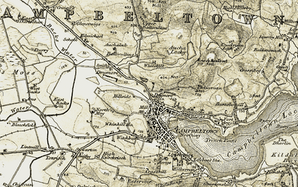 Old map of Auchalochy Burn in 1905-1906