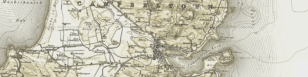 Old map of Auchalochy Burn in 1905-1906