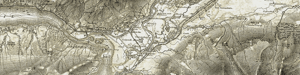 Old map of Camaghael in 1906-1908