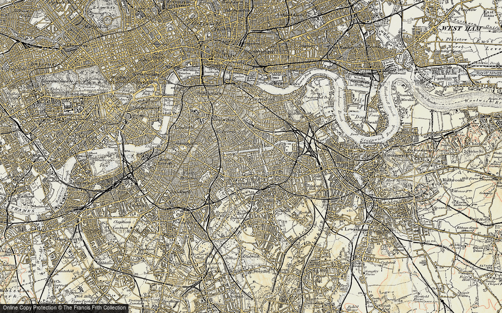 Old Map of Historic Map covering Burgess Park in 1897-1902
