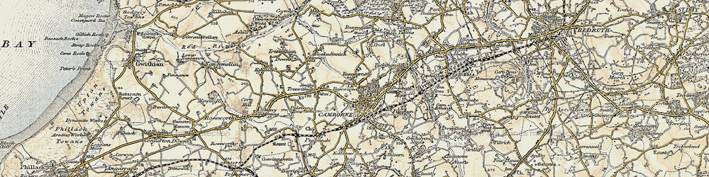 Old map of Camborne in 1900