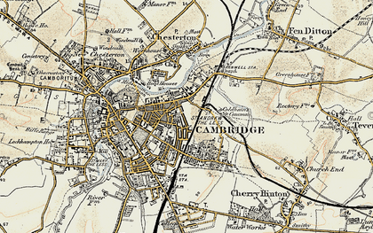 Old map of Cambridge in 1899-1901