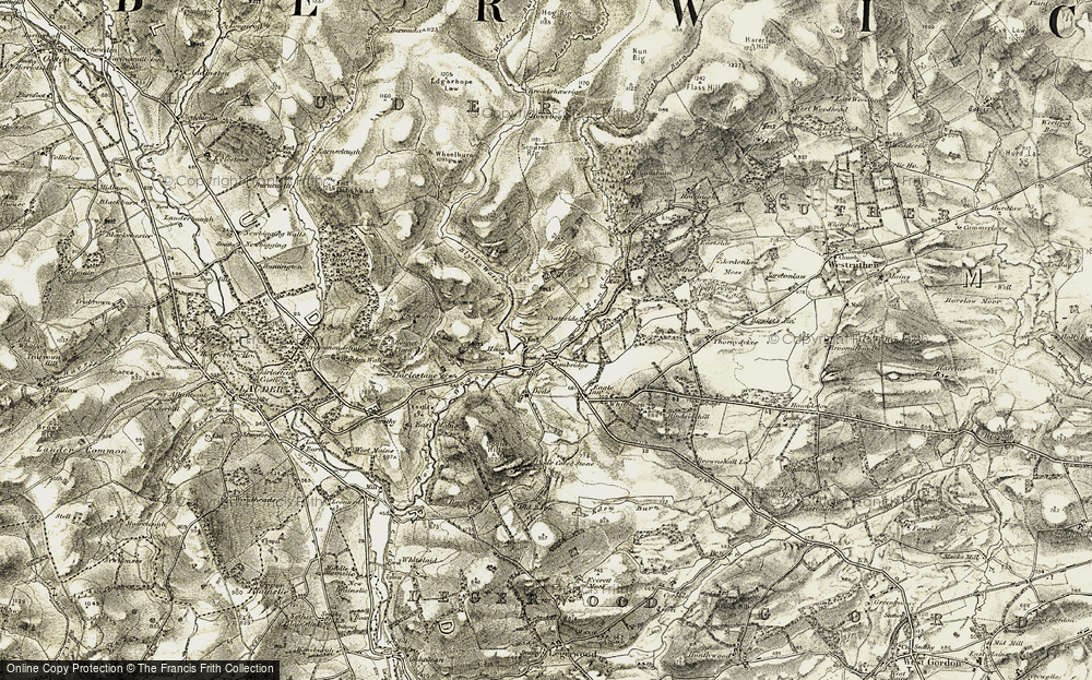 Old Map of Historic Map covering Brunta Burn in 1903-1904