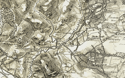 Old map of Brunta Burn in 1903-1904