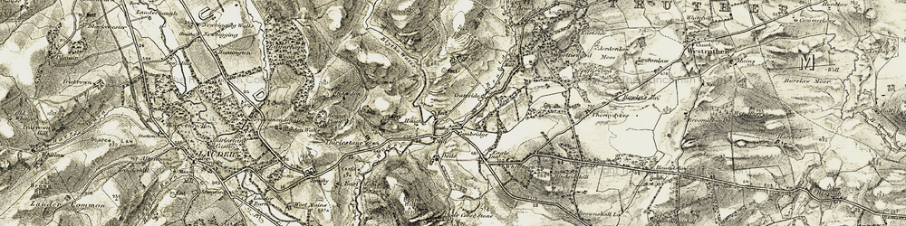 Old map of Brunta Burn in 1903-1904