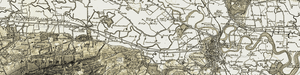 Old map of Baston Burn in 1904-1907