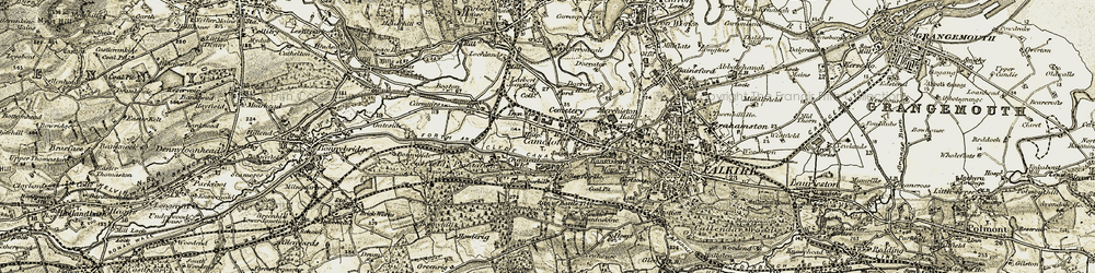 Old map of Camelon in 1904-1907