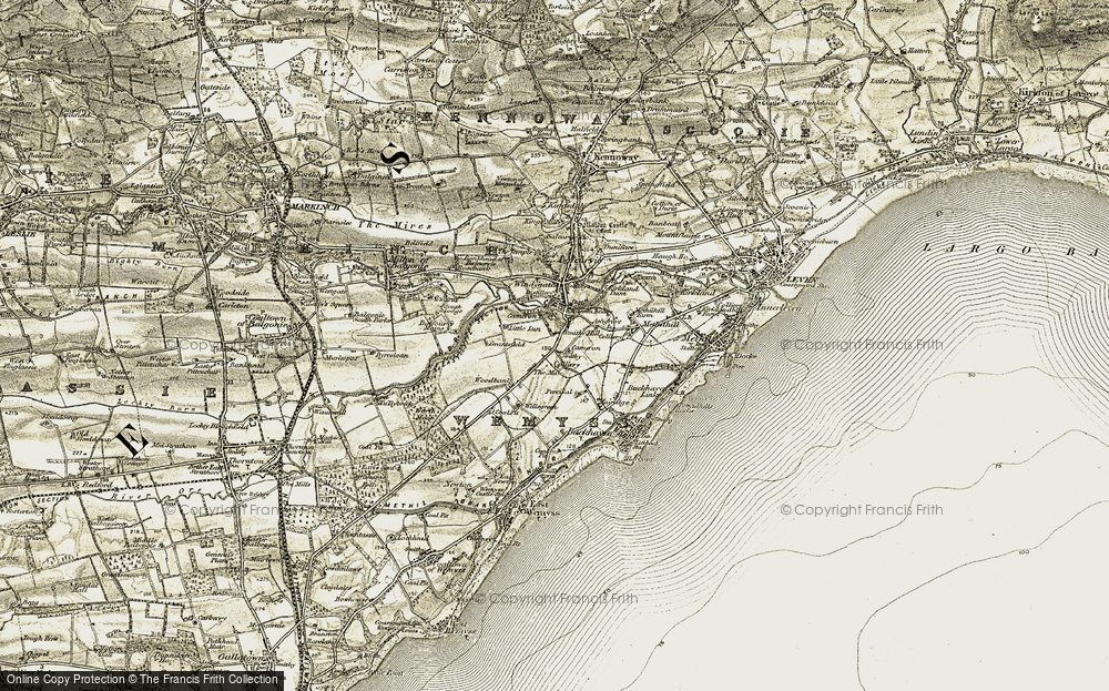 Old Map of Historic Map covering Woodbank in 1903-1908