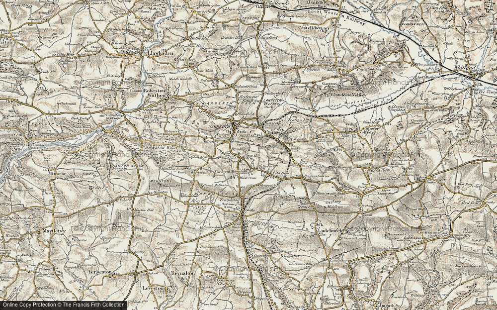Old Map of Historic Map covering Bryn Hill in 1901