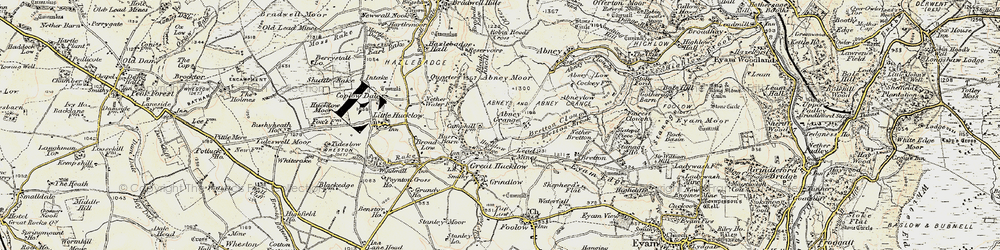 Old map of Abney Moor in 1902-1903