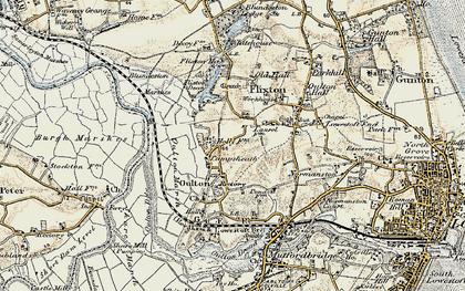 Old map of Blundeston Marshes in 1901-1902