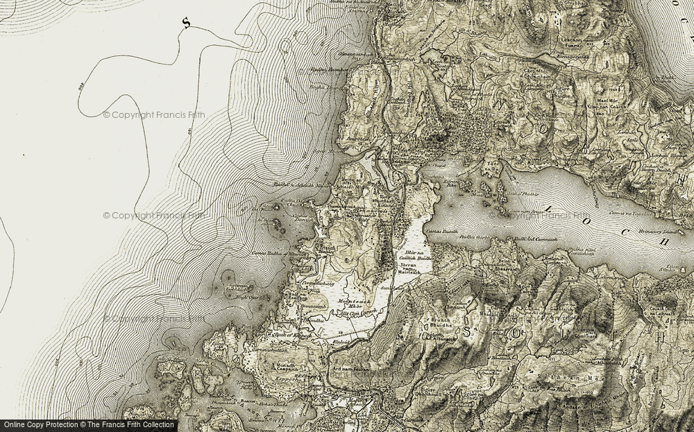 Old Map of Historic Map covering Blàr na Caillich Buidhe in 1906-1908