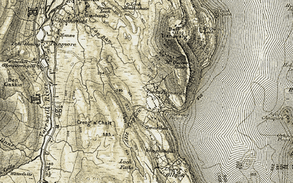 Old map of Ben Tianavaig in 1908-1909