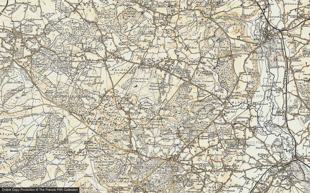 Old Map of Historic Map covering West Wellow Common in 1897-1909