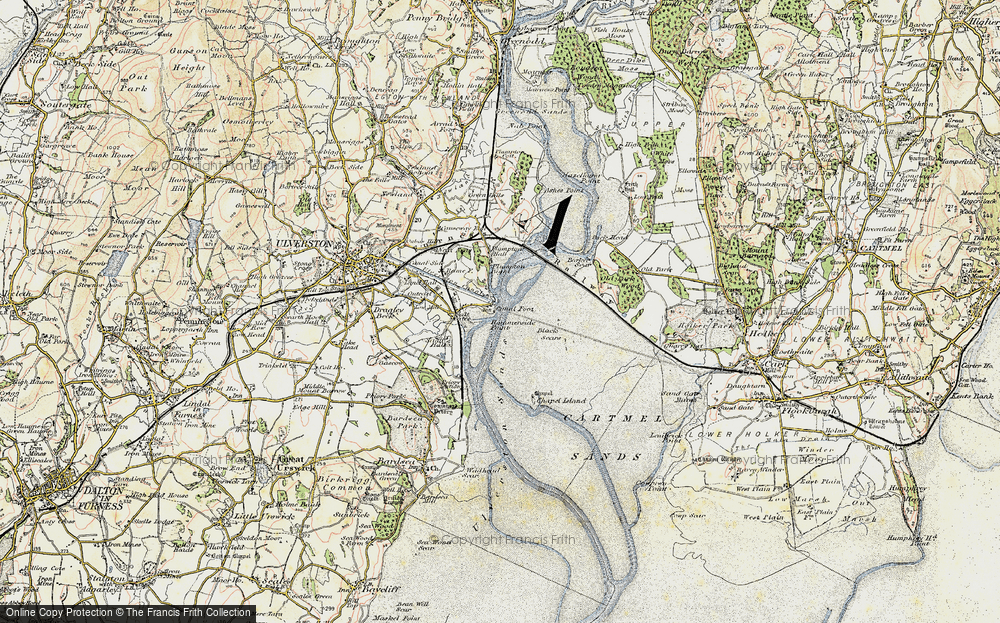 Old Map of Historic Map covering Barker Scar in 1903-1904