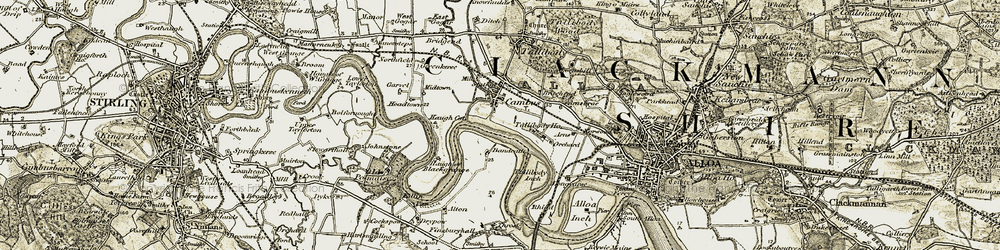 Old map of Bandeath Industrial Estate in 1904-1907