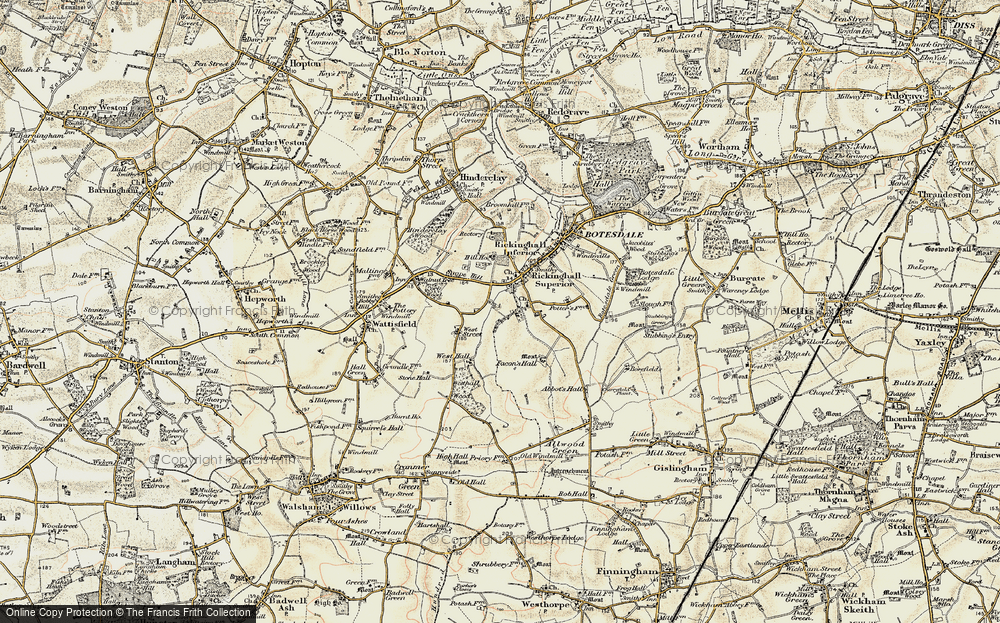 Old Map of Historic Map covering Westhall Wood in 1901