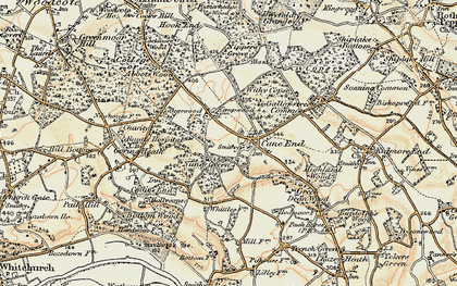 Old map of Cane End in 1897-1900