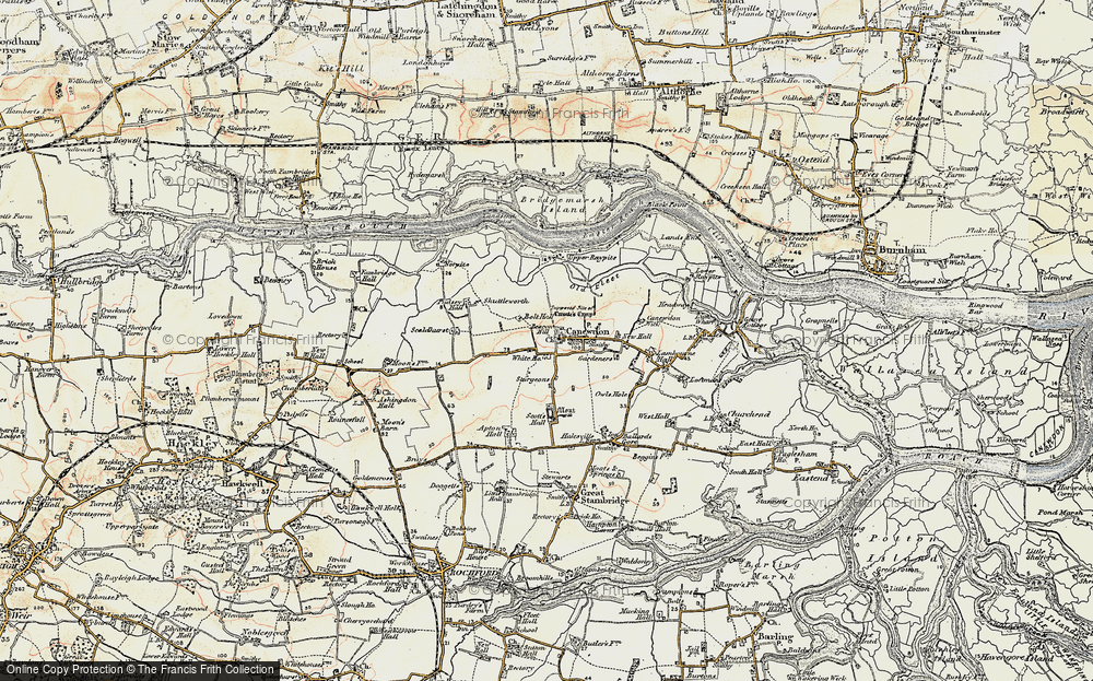 Old Map of Historic Map covering Bridgemarsh Island in 1898