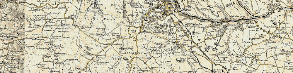 Old map of Axe Edge Moor in 1902-1903