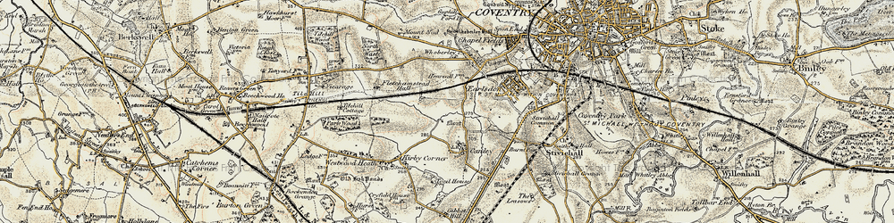 Old map of Canley in 1901-1902