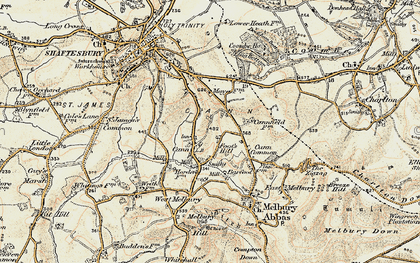 Old map of Cann in 1897-1909