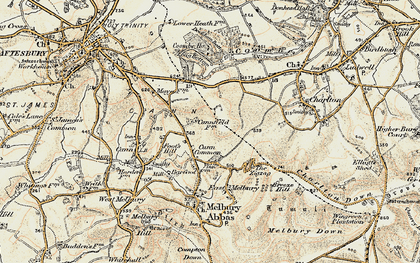 Old map of Cann Common in 1897-1909