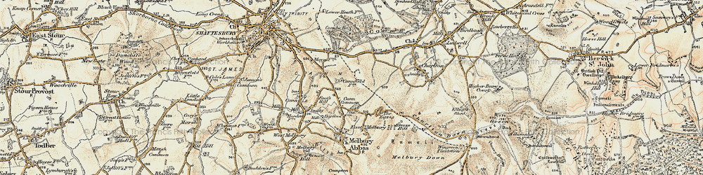 Old map of Cann Common in 1897-1909