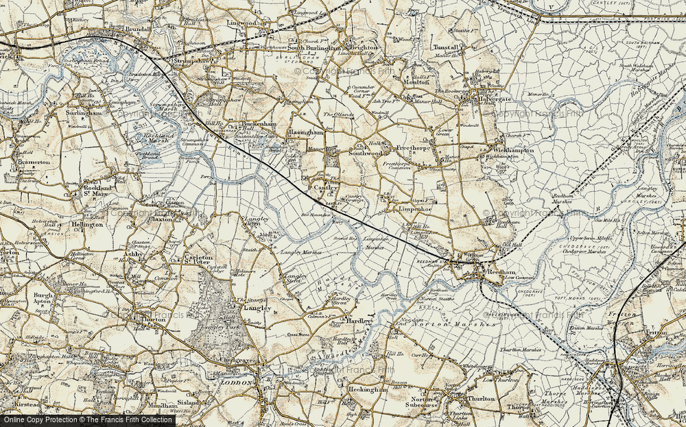 Old Map of Historic Map covering Langley Marshes in 1901-1902