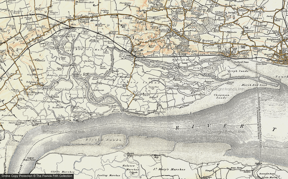 Old Map of Canvey Island, 1897-1898 in 1897-1898