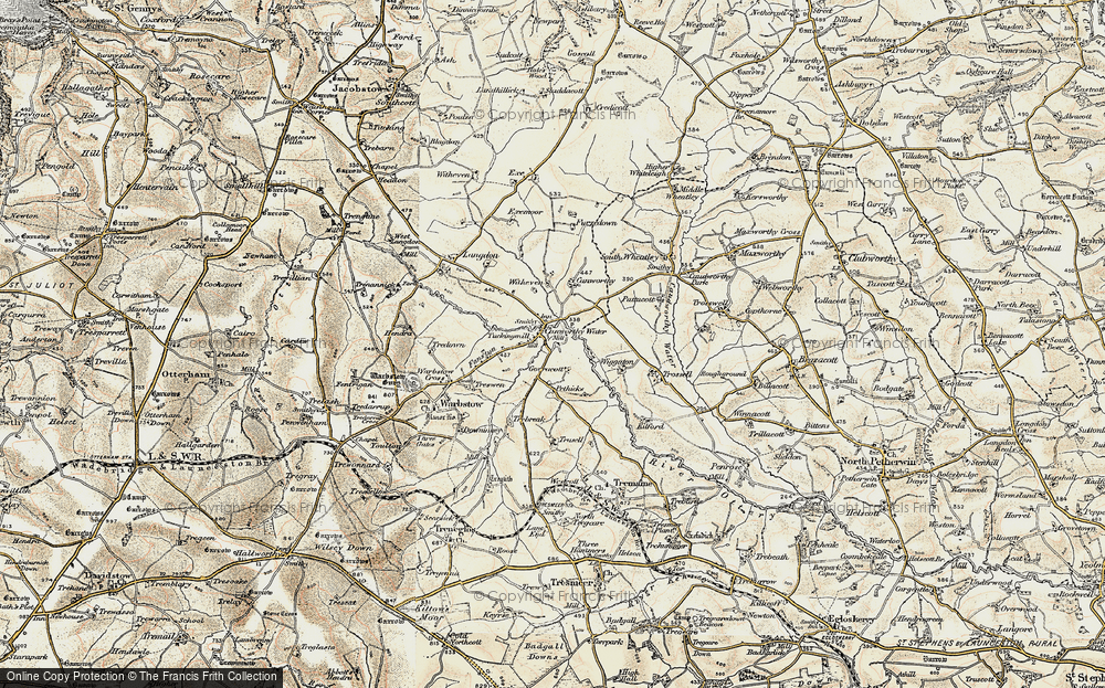 Old Map of Canworthy Water, 1900 in 1900