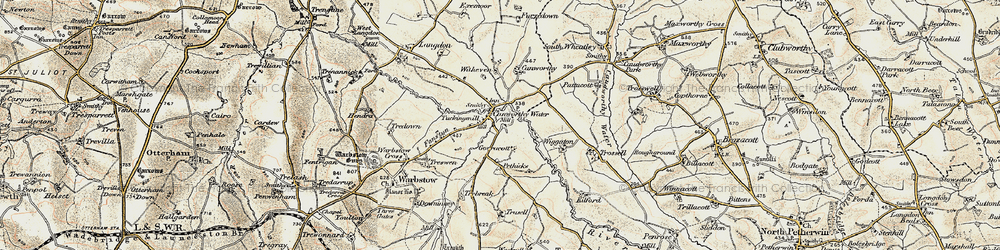 Old map of Wiggaton in 1900
