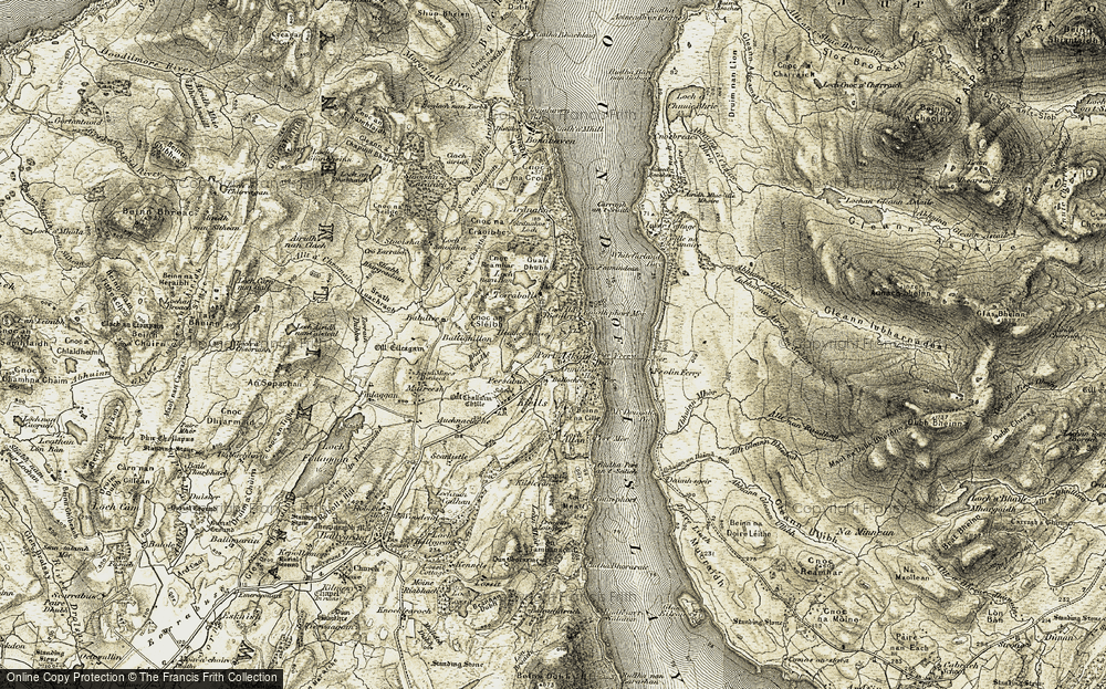 Old Map of Historic Map covering Ardnahoe Loch in 1905-1907