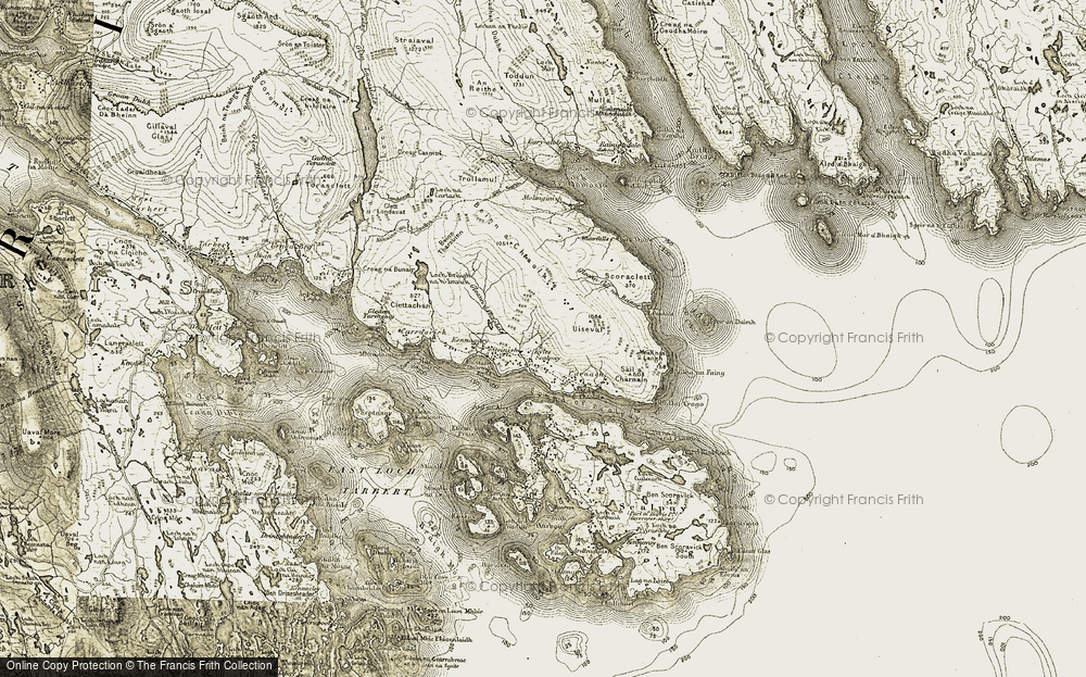 Old Map of Caolas Scalpaigh, 1908-1911 in 1908-1911