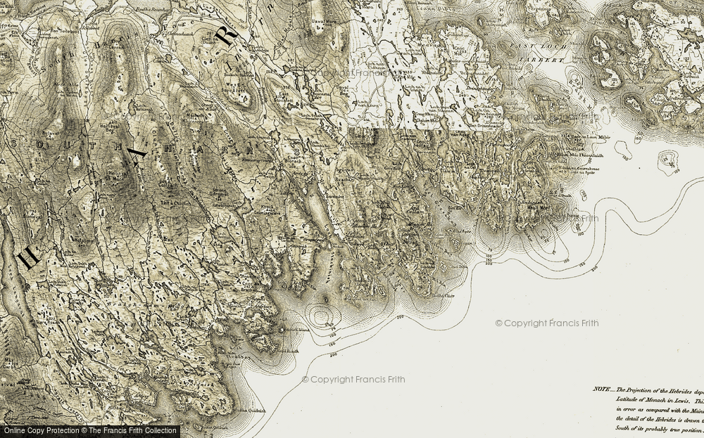 Old Map of Caolas Stocinis, 1908-1911 in 1908-1911