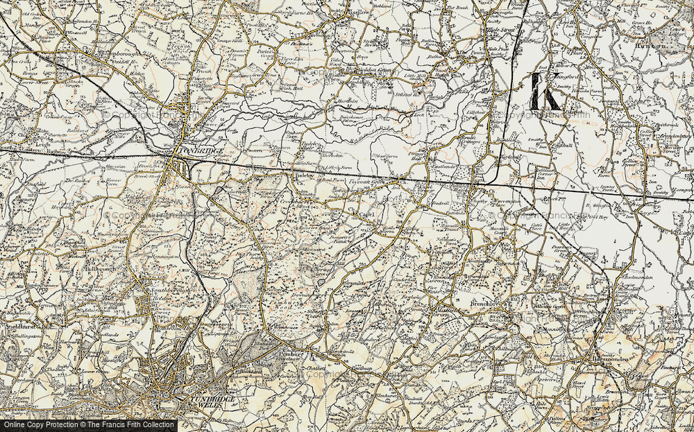 Old Map of Historic Map covering Bouncers Bank in 1897-1898