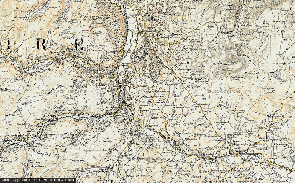 Old Map of Historic Map covering Bryn Gwnog in 1902-1903