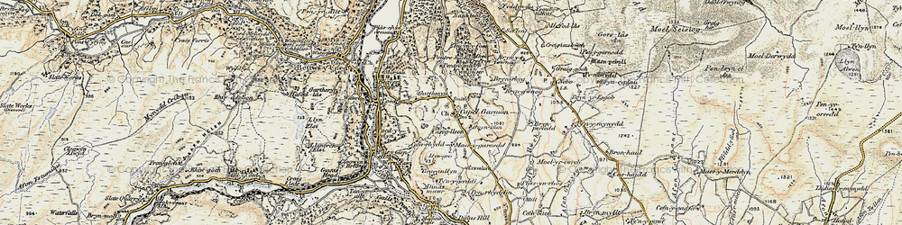 Old map of Bryn Gwnog in 1902-1903