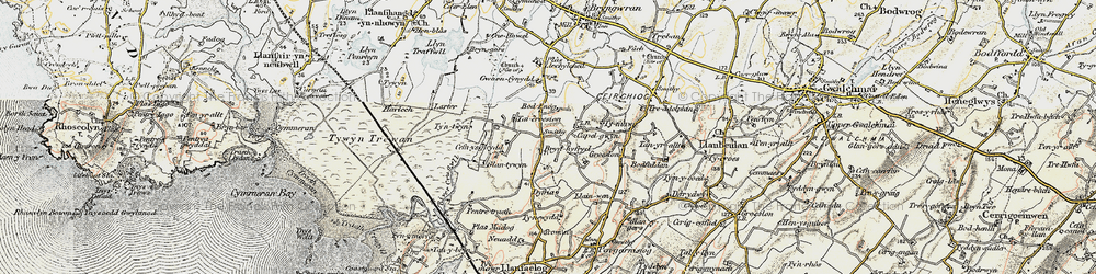 Old map of Capel Gwyn in 1903-1910