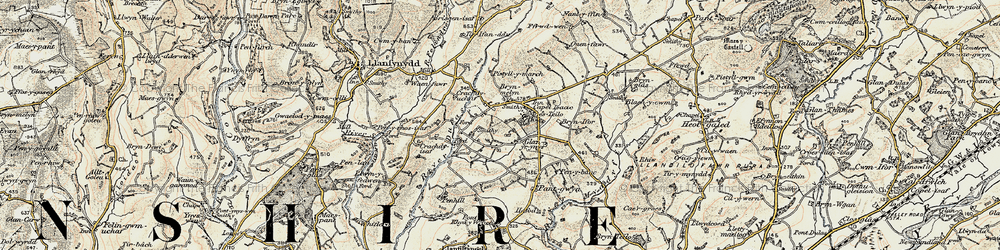 Old map of Capel Isaac in 1900-1901