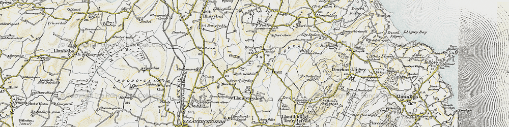 Old map of Afon Goch in 1903-1910