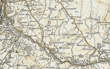 Old map of Afon Gwrysgog in 1902-1903