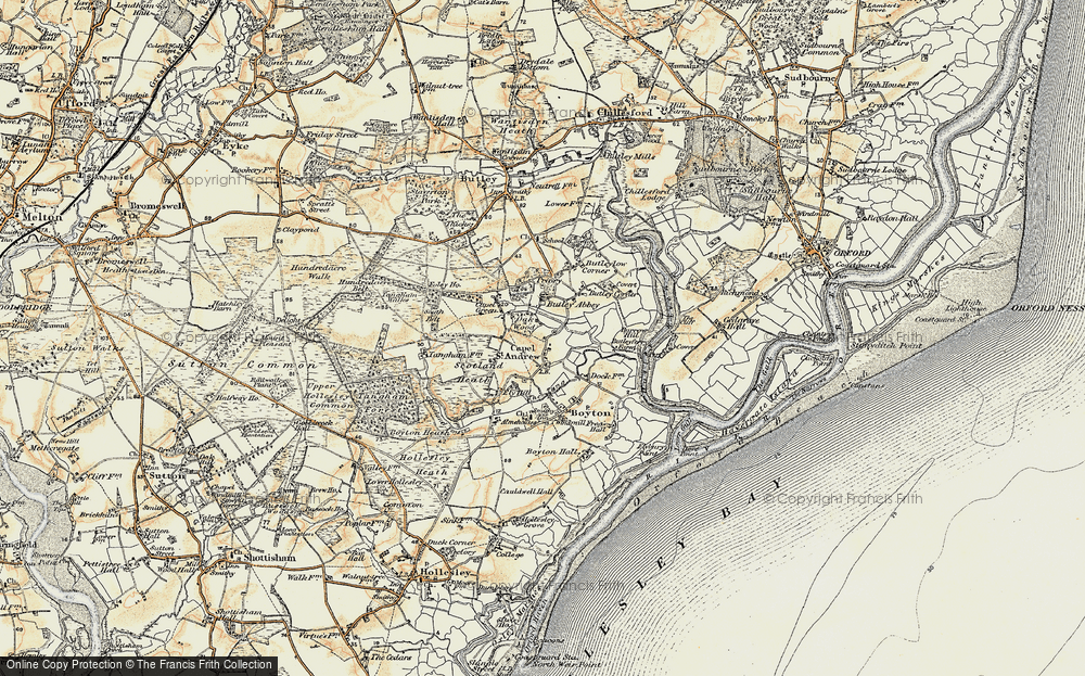Old Map of Historic Map covering Butley Abbey in 1898-1901
